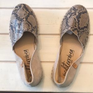 Snakeskin suede slip on espadrille